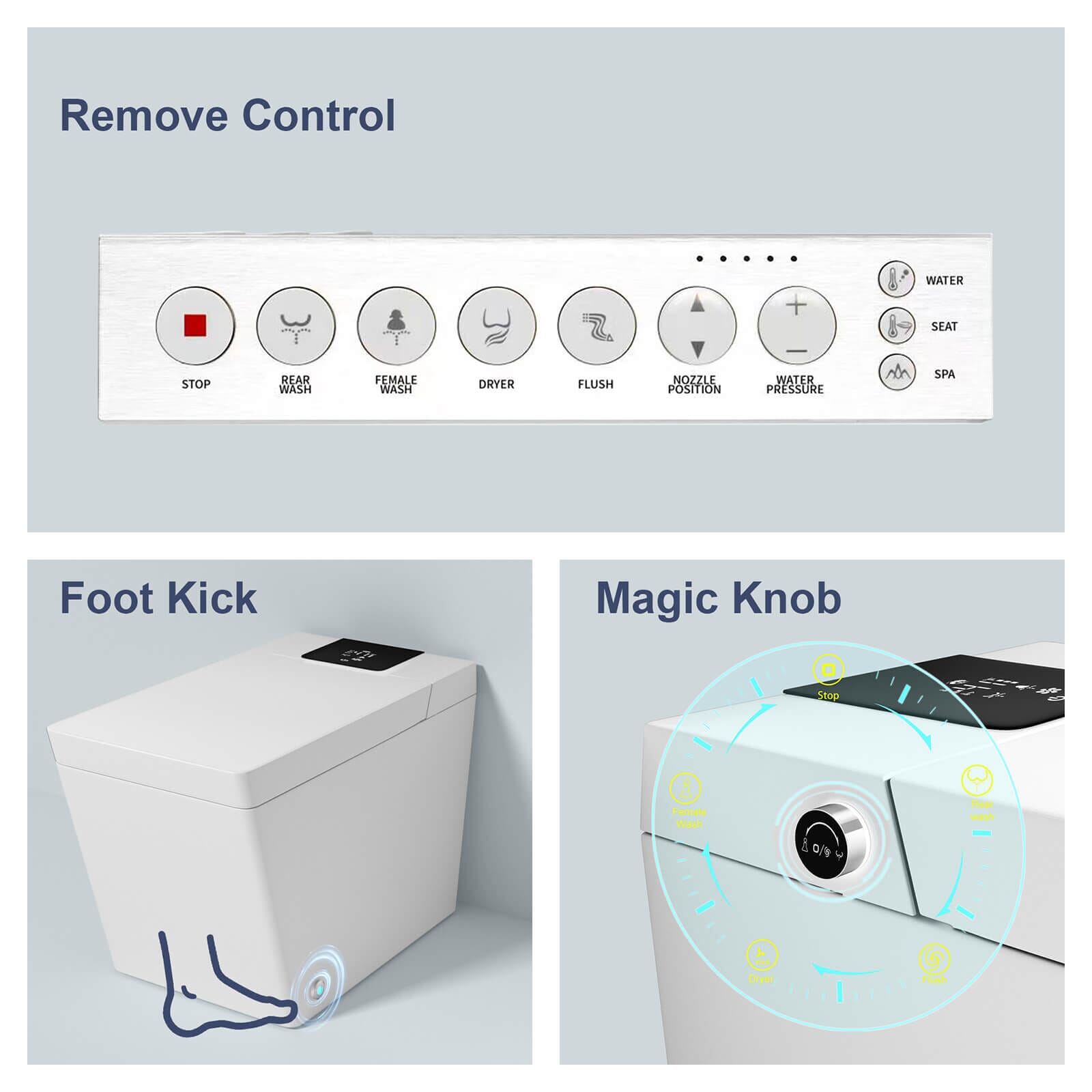 Giving Tree Smart Square One-Piece Floor Toilet with Remote Control and Automatic Cover