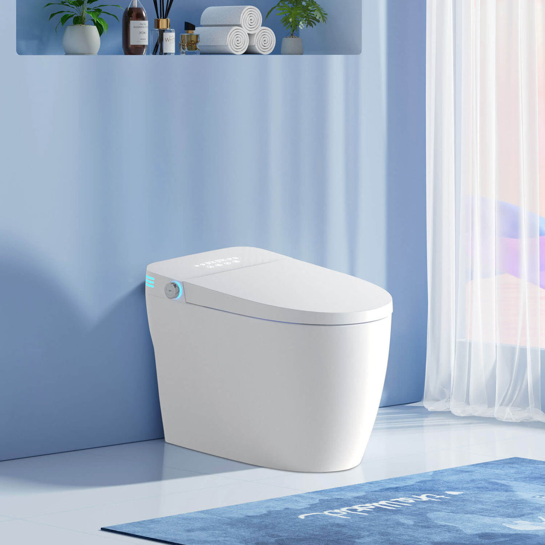 White LED Screen Tankless Smart Bidet Toilet