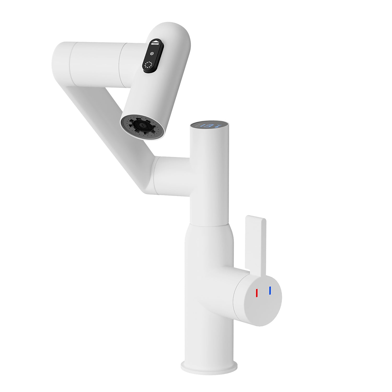 White background image of 360 degree Rotary White Bathroom Sink Faucet