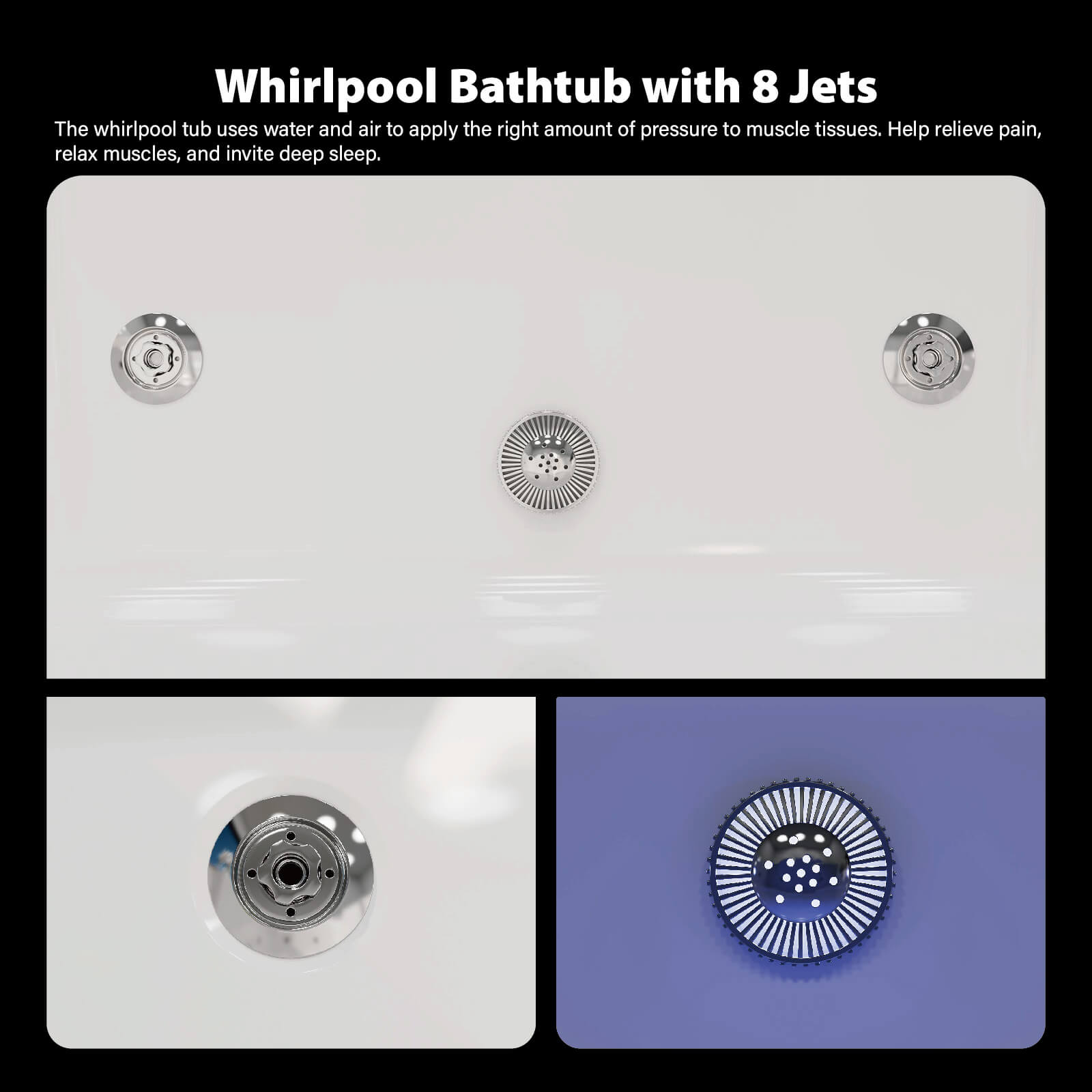 71 Zoll Eck-Whirlpool-Badewanne, Luftdüsenmassage, Badewanne mit Handbrause und LED-Licht