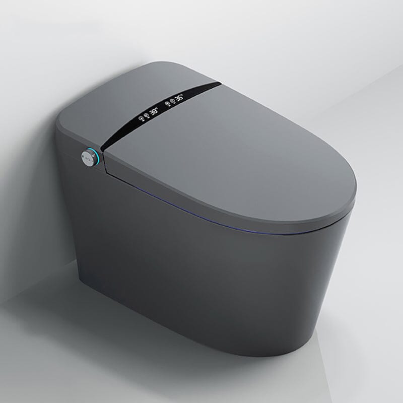 One-Piece Elongated Gray Smart Toilet Floor Mounted Automatic Toilet Self-Clean