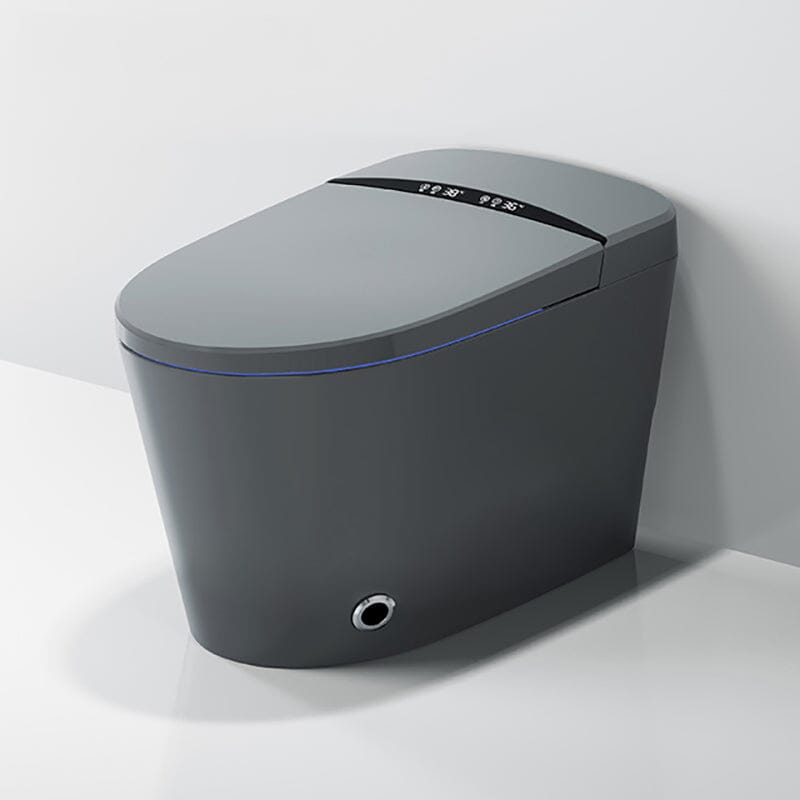 One-Piece Elongated Gray Smart Toilet Floor Mounted Automatic Toilet Self-Clean