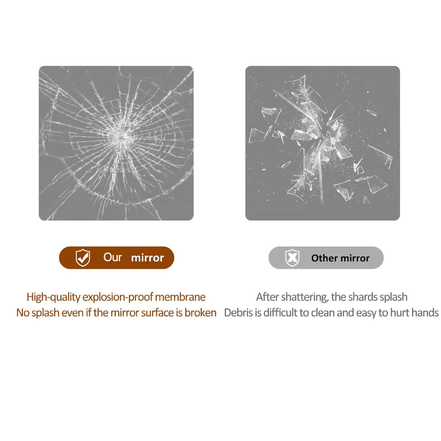 55"x 15" Full Length Silver Explosion-Proof Mirror with Rounded Corners