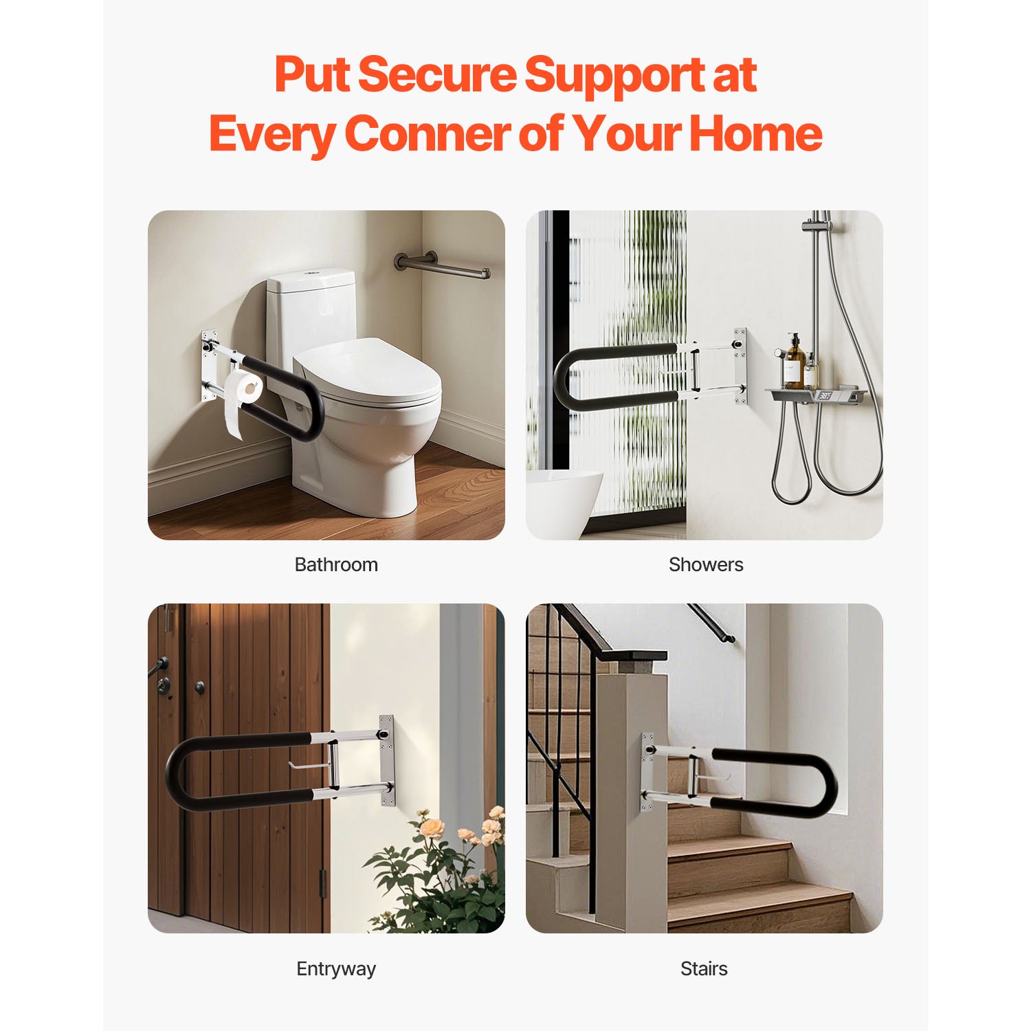 adjustable bathroom grab bar for toilet and multi-scene mobility assistance
