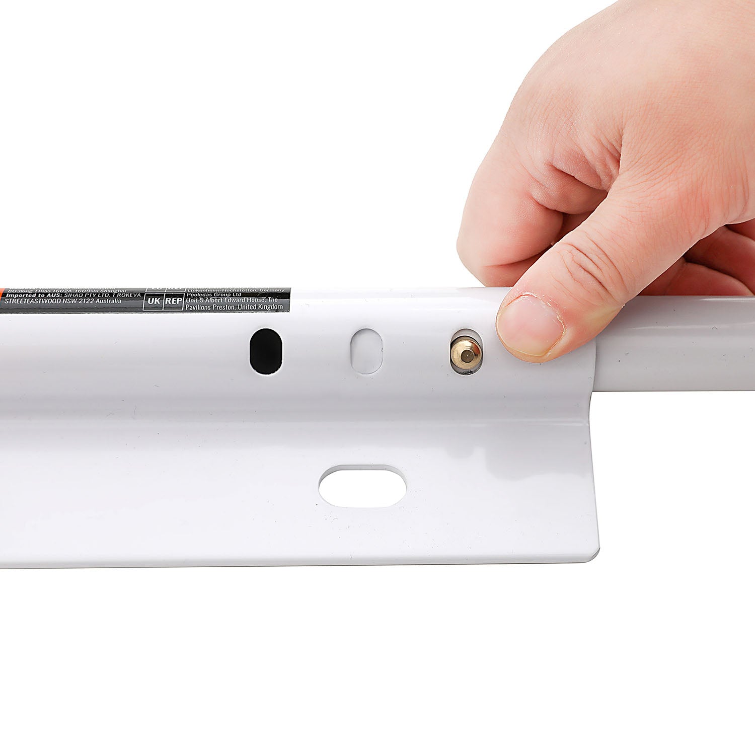 adjustable toilet safety rail with press button locking adjustment system