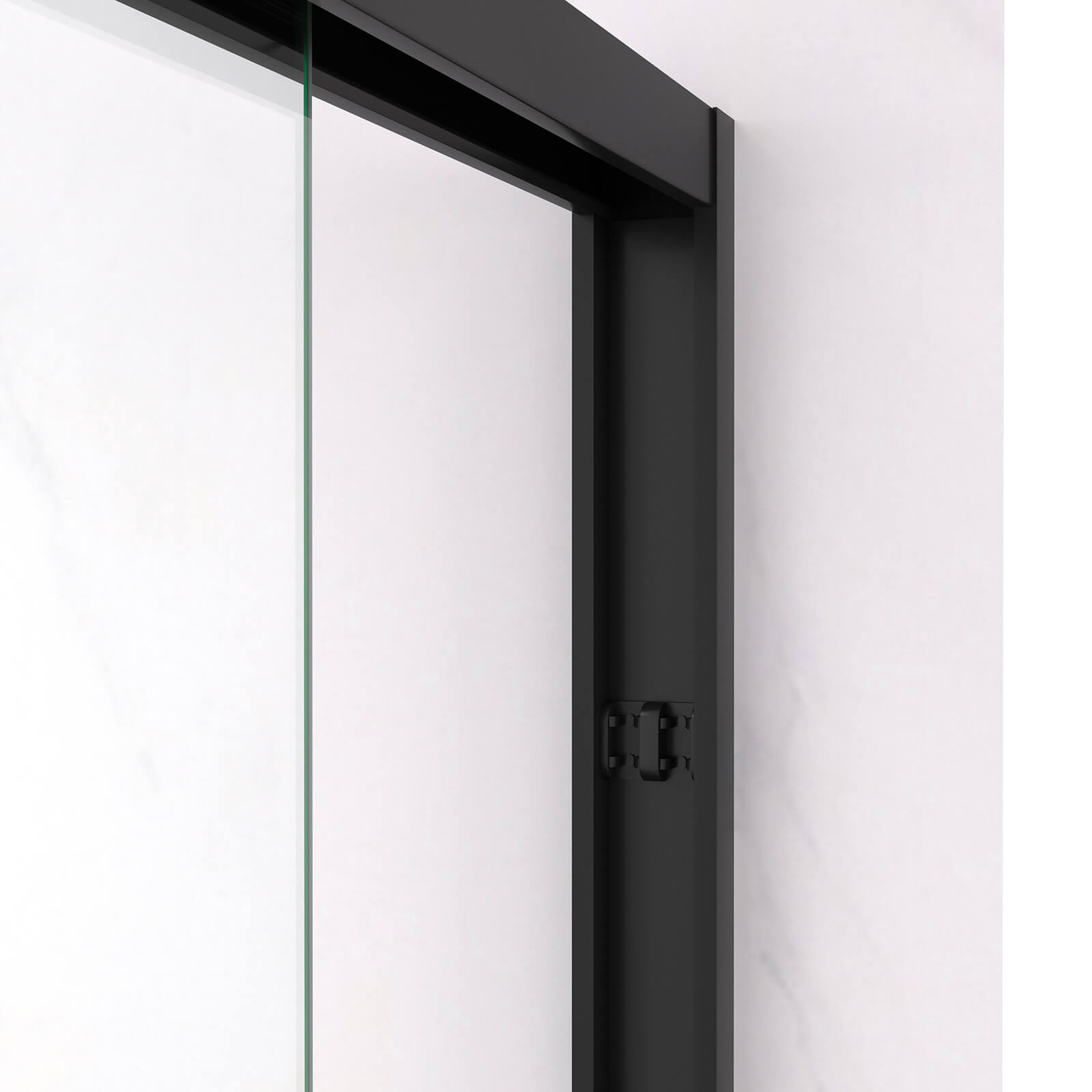 aluminum frame sliding shower door close up