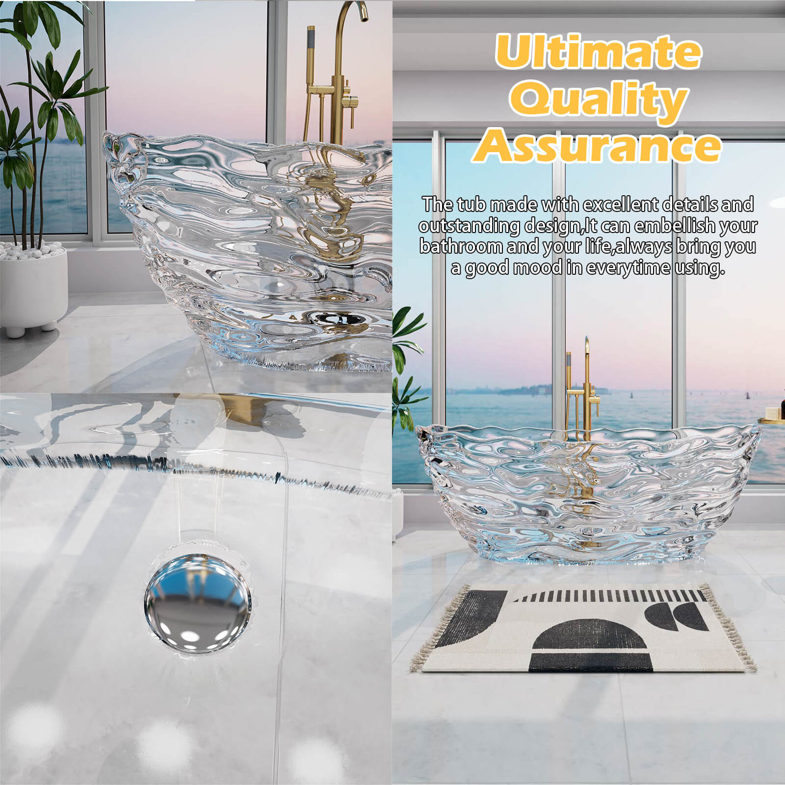 artistic ripple inspired bathtub for home spa