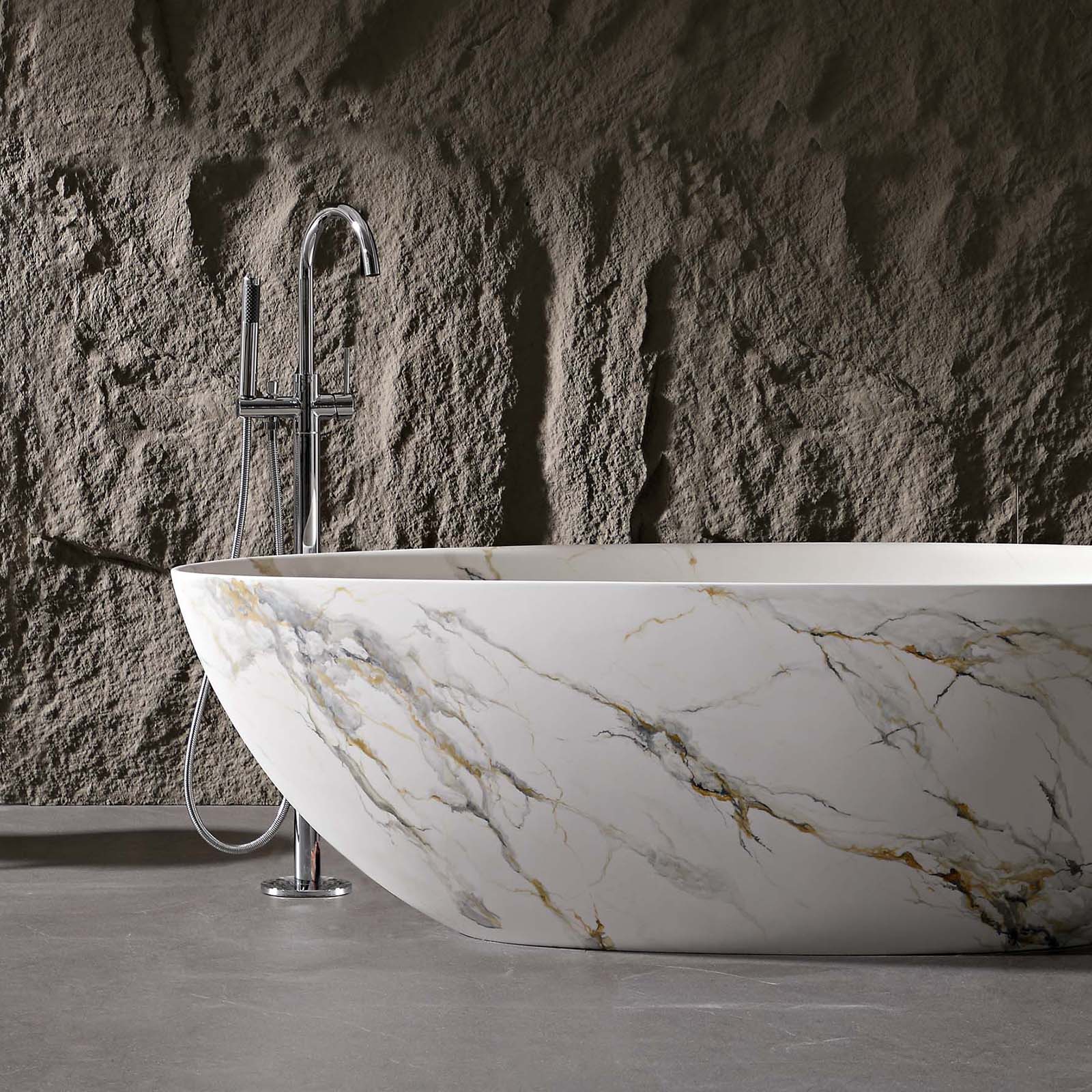 artistic stone resin bathtub with unique marble veining
