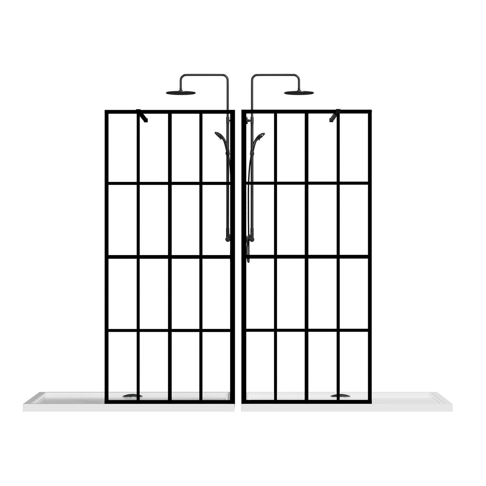 black frame glass shower screen panel for open concept showers