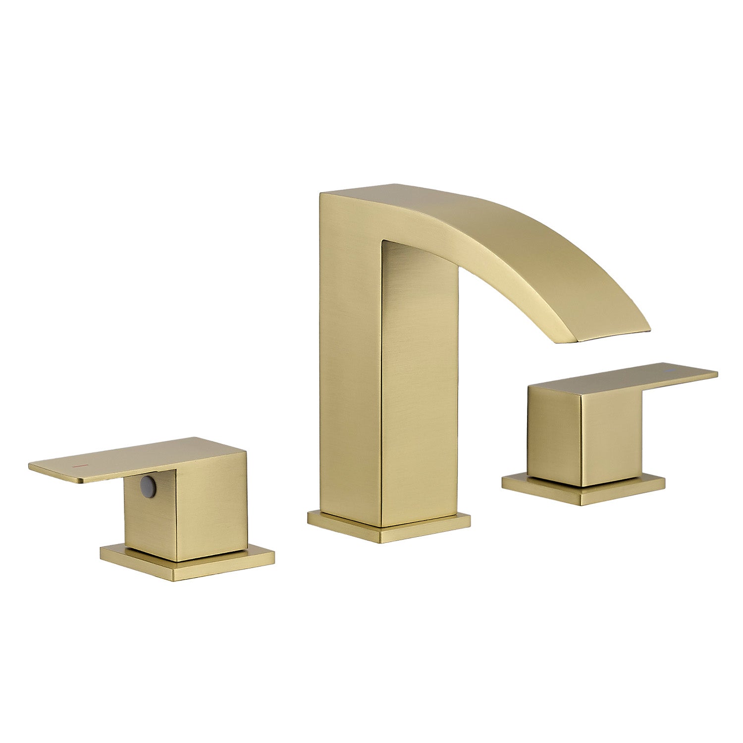 brushed gold dual handle 3 hole bathroom sink faucet