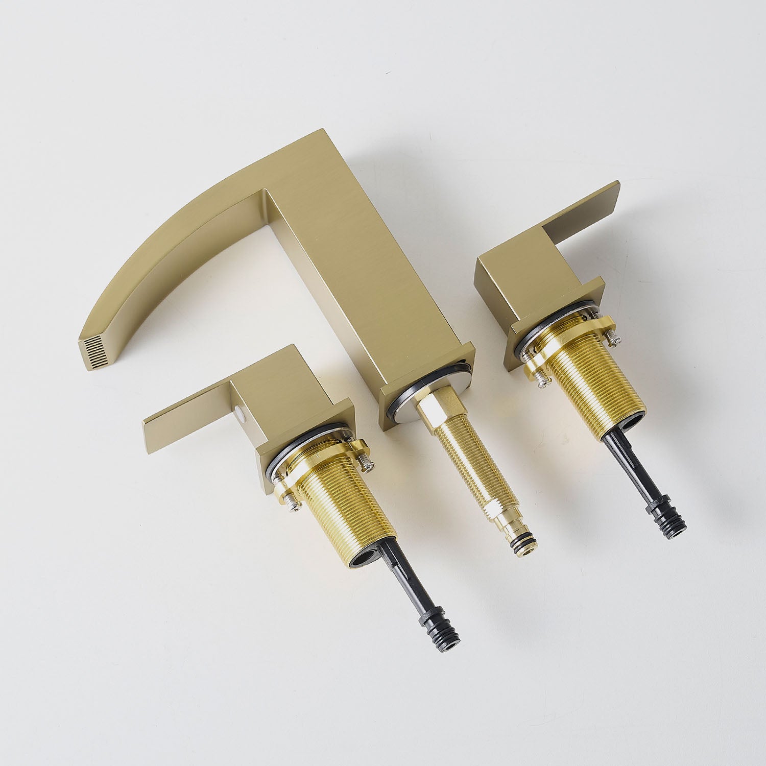 brushed gold dual handle 3 hole bathroom sink faucet interconnecting piece
