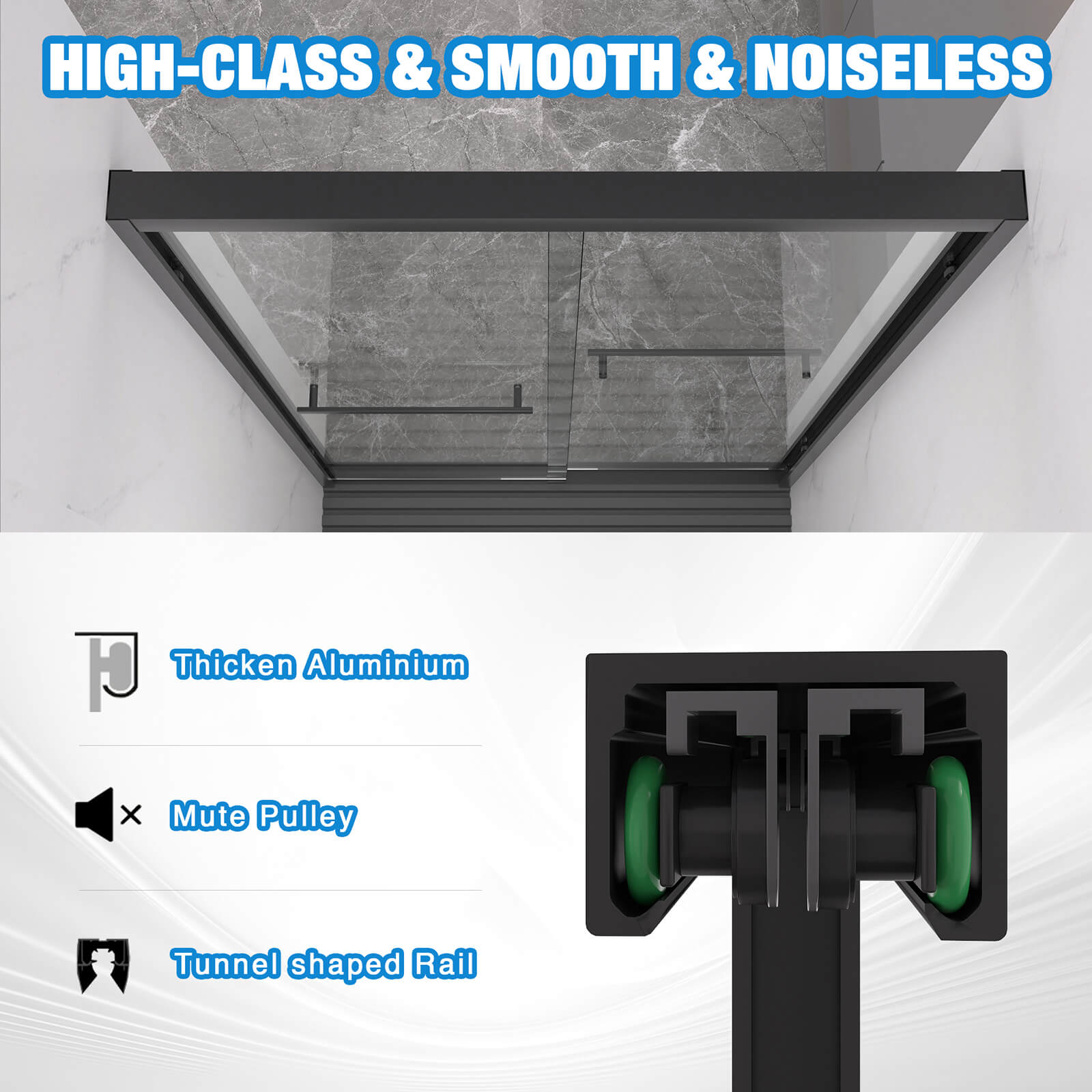 bypass shower door with silent rollers