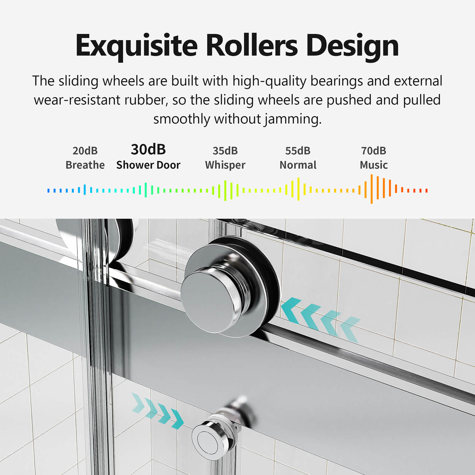 56"-60" x 76" Chrome Double Sliding Soft-Close Shower Door