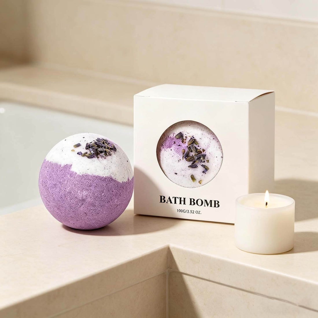 Lavender Bath Bombs for Stress Relief USA, Eco-Friendly Spa Set (Set of 4)