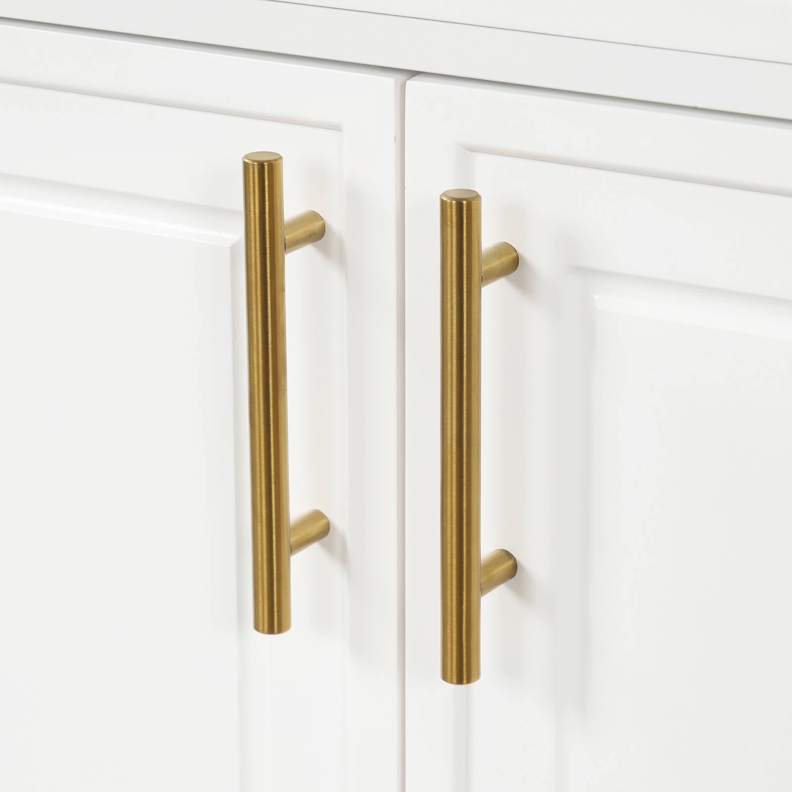 close up of vanity gold drawer pull detail