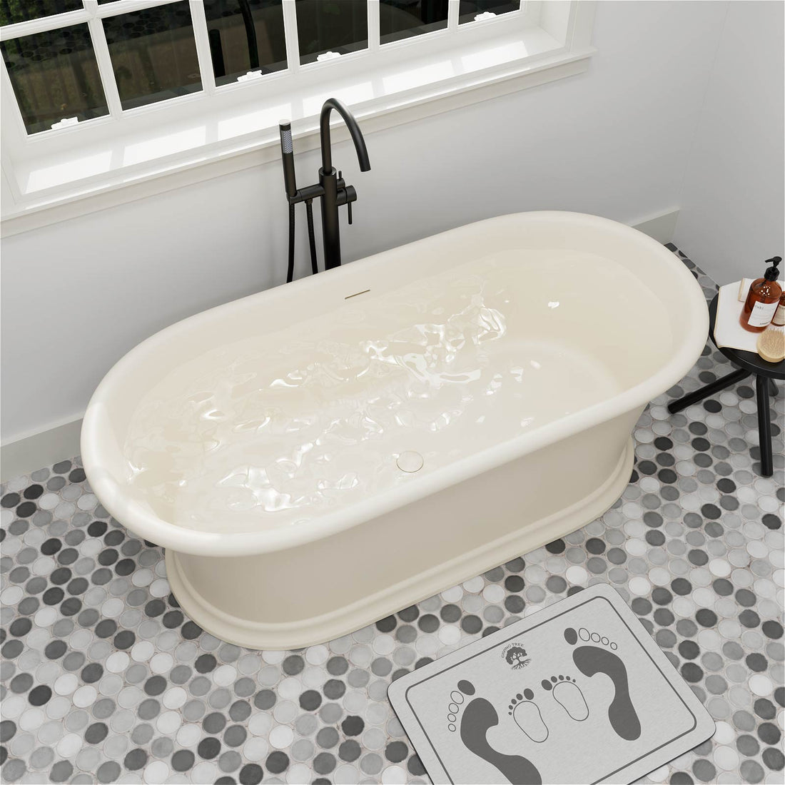double ended freestanding bathtub in cream finish
