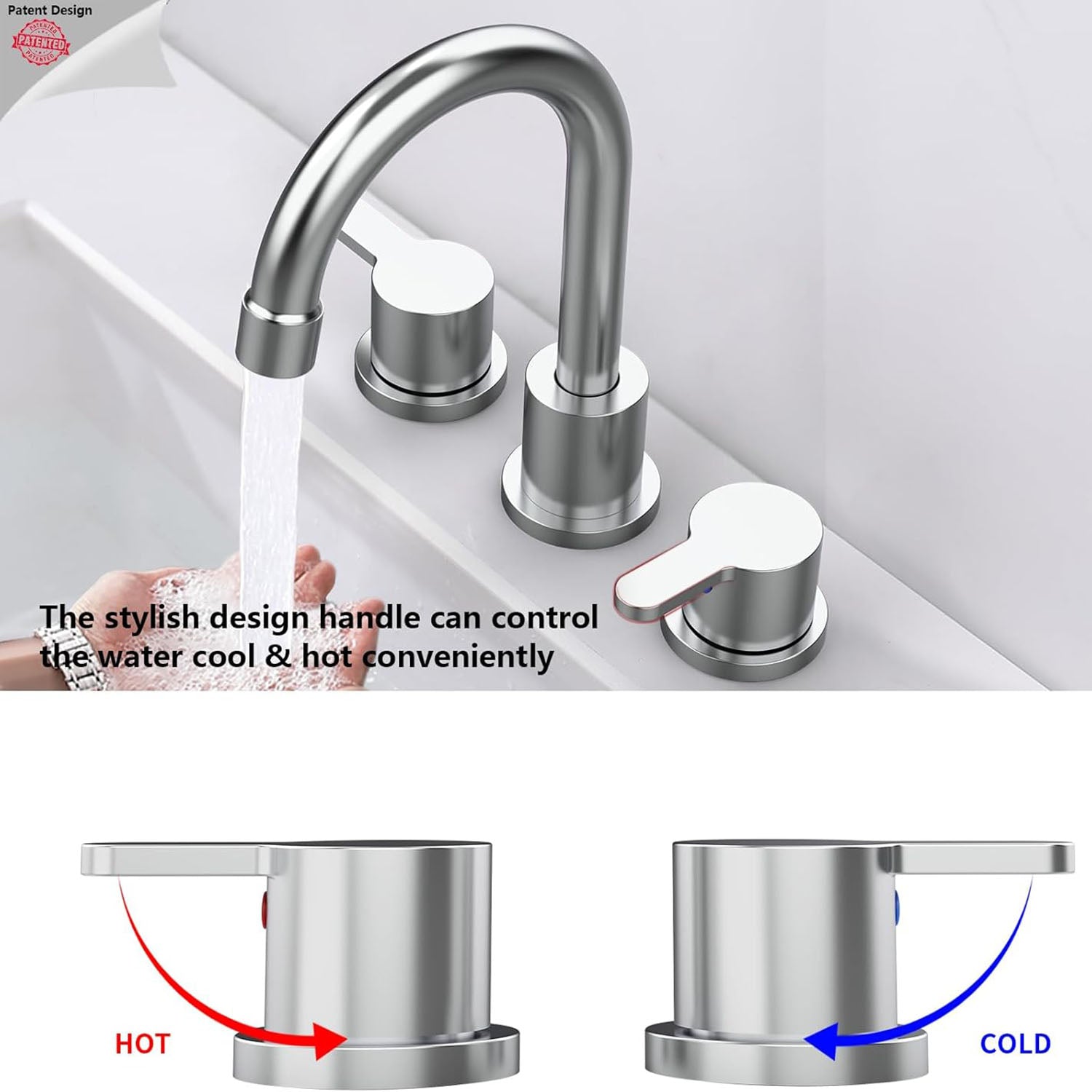 dual handle chrome Widespread Bathroom Sink Faucet