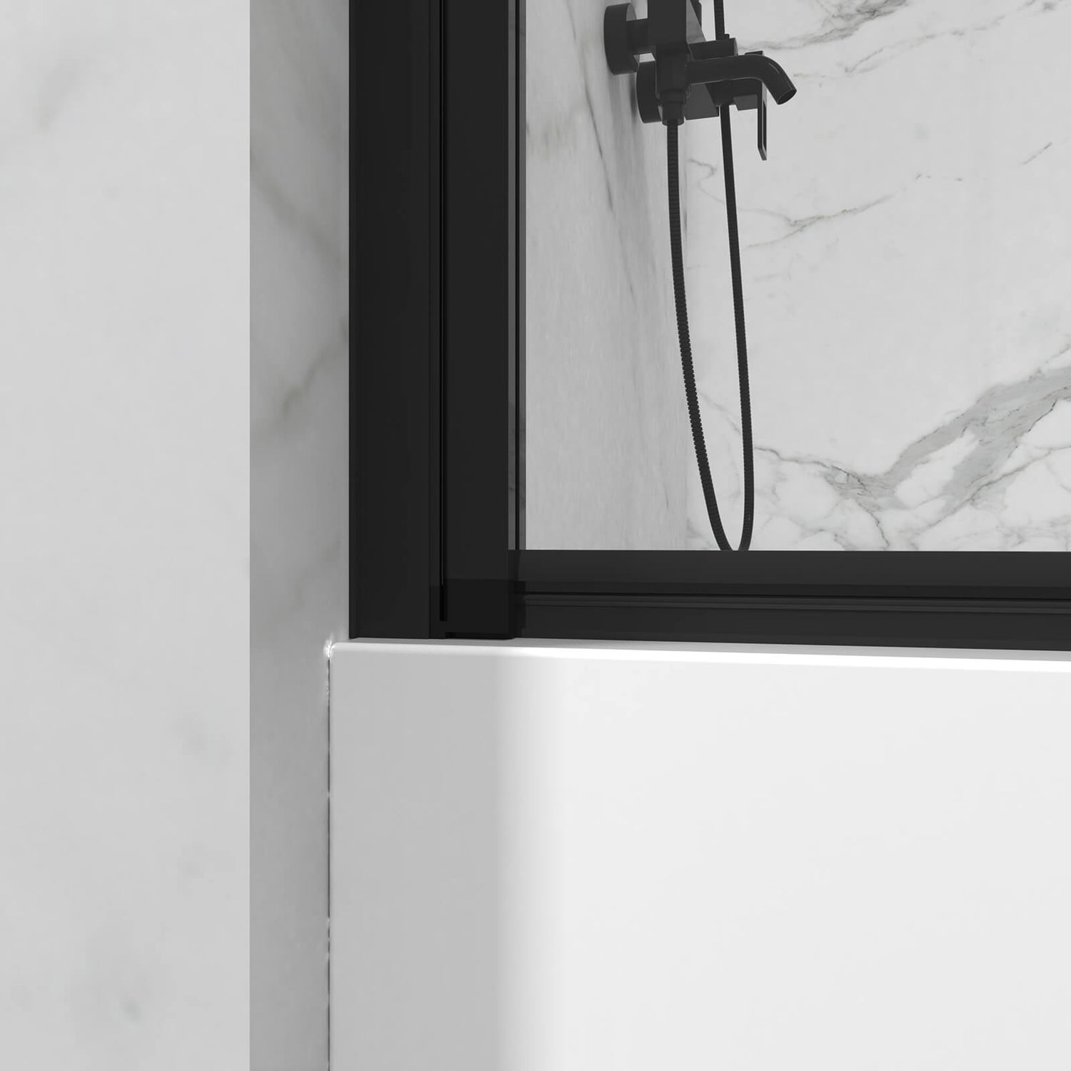 durable 6mm tempered glass tub screen with aluminum hinges
