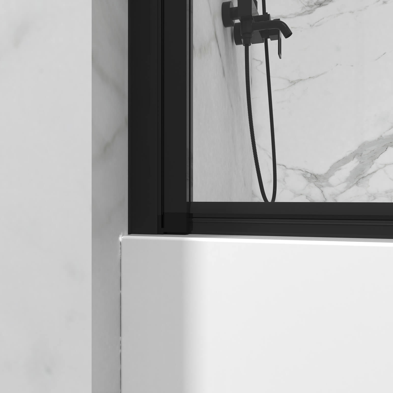durable 6mm tempered glass tub screen with aluminum hinges