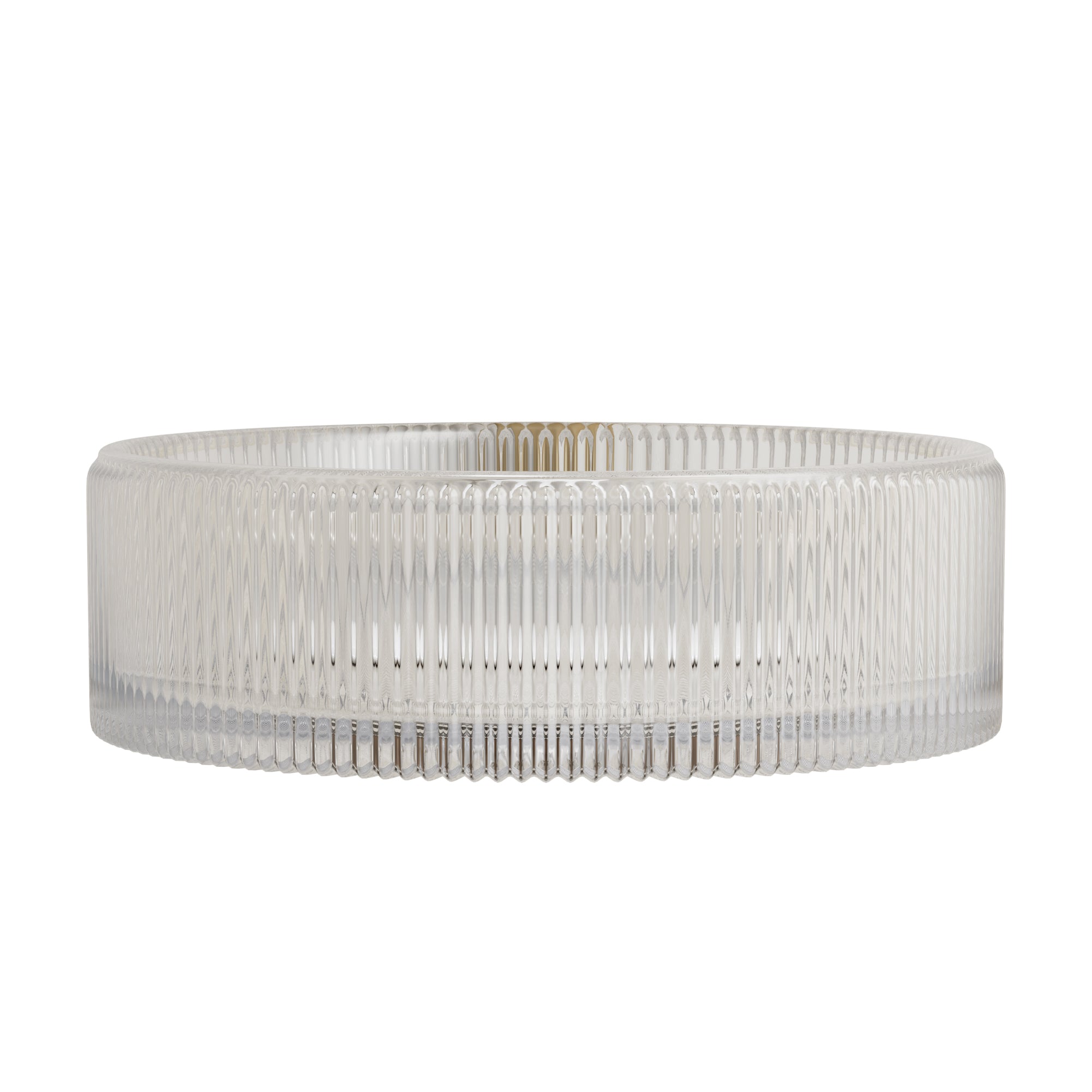 Round Transparent Crystal Glass Above-Counter Vessel Sink side view vertical ribbed exterior transparent crystal finish