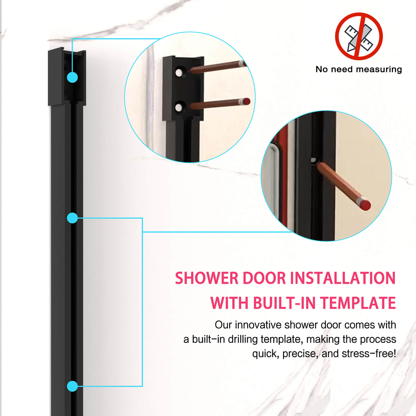 easy install sliding shower door with template