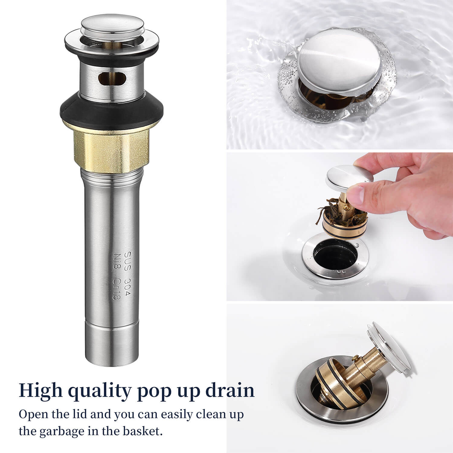 Giving Tree 2-Griff 4-Zoll Waschtischarmatur aus gebürstetem Nickel mit Pop-up-Ablauf und Zuleitungsschläuchen