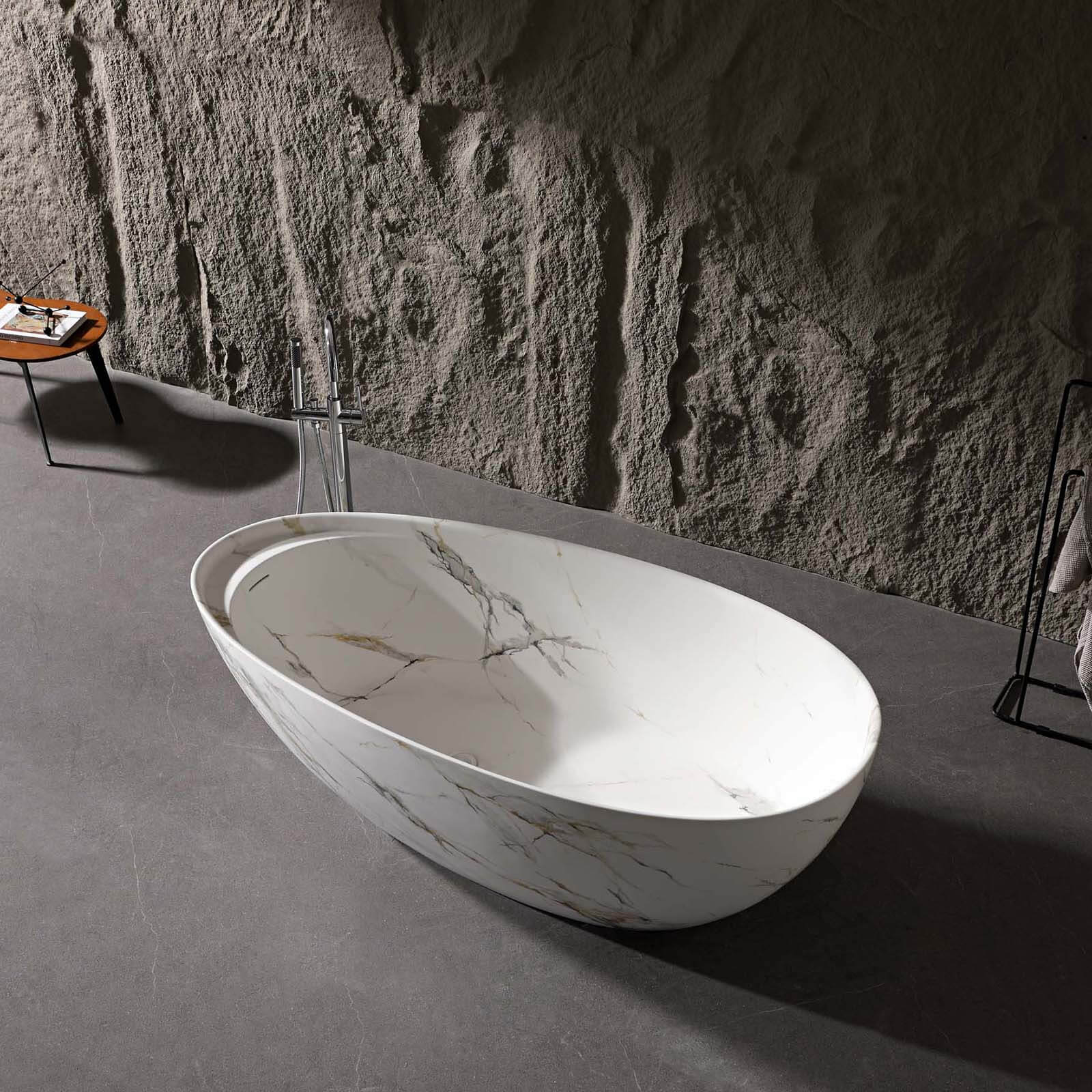 elegant stone resin bathtub with ergonomic design