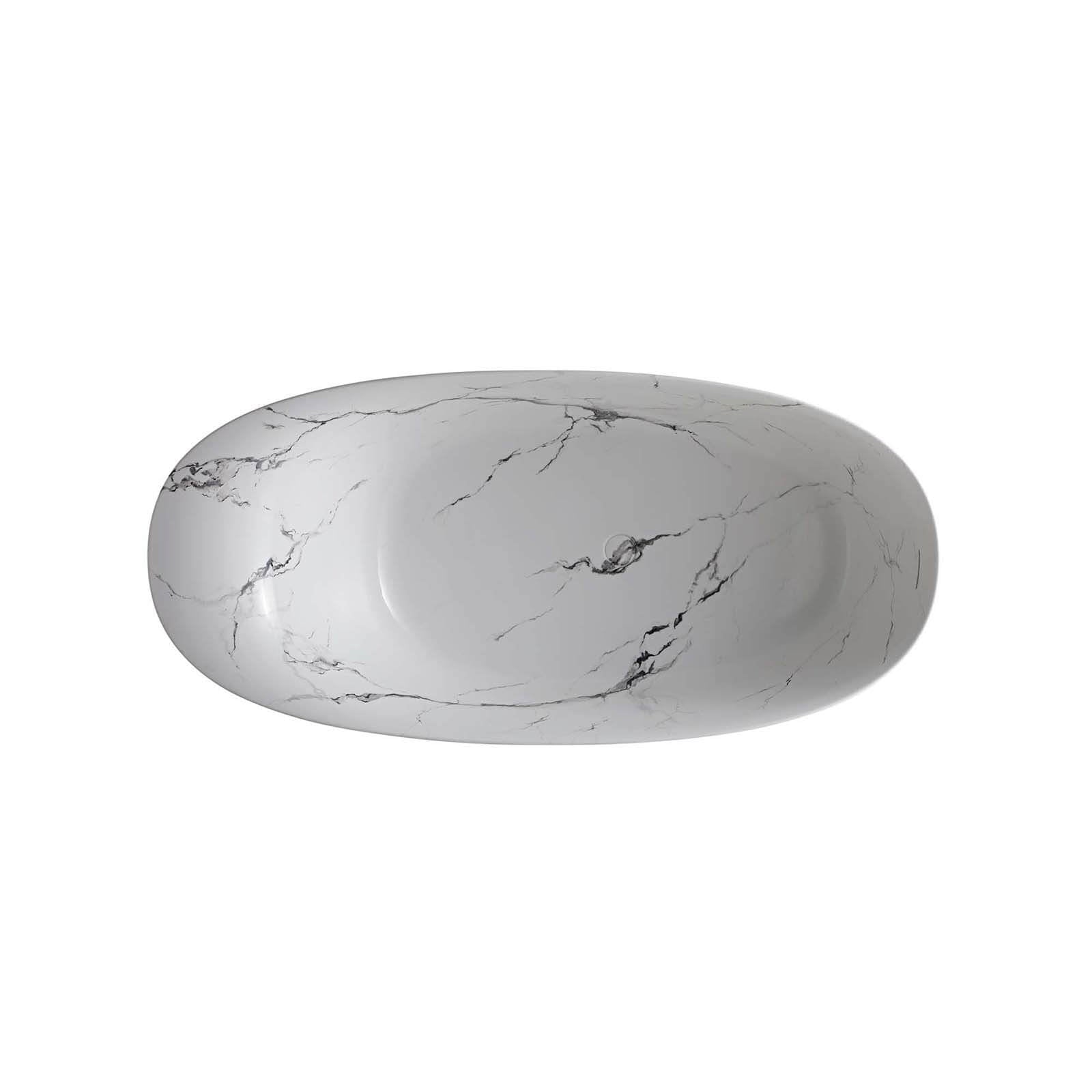 ergonomic backrest tub with modern marble vein pattern