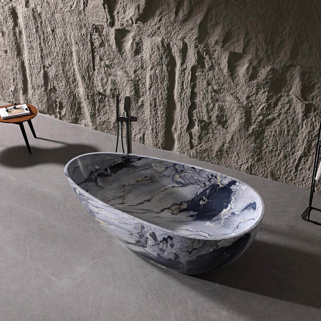 ergonomic freestanding tub with sculptural curves