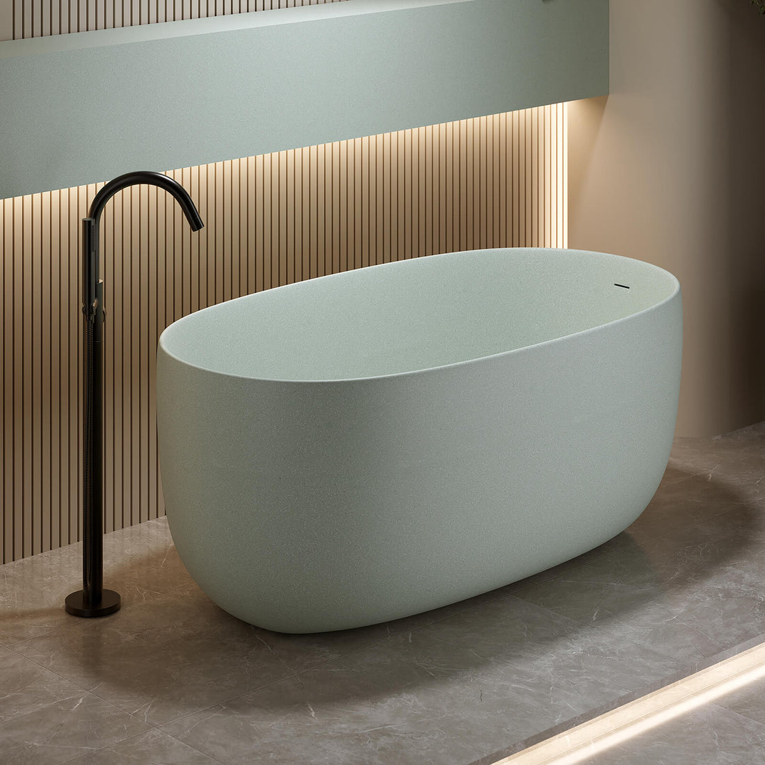 ergonomic turquoise green bathtub with smooth oval design