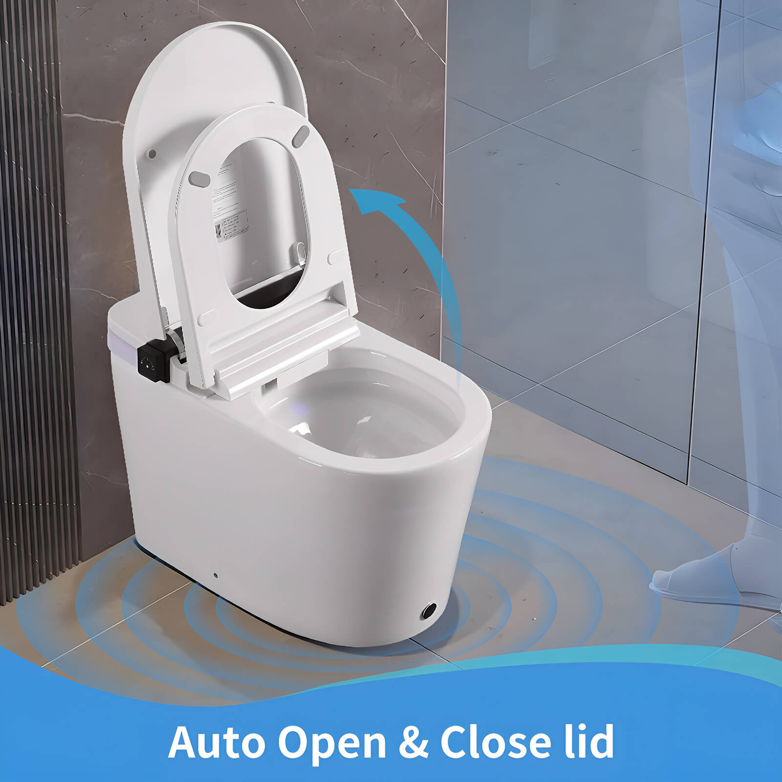 foot touch sensor activating lid and flush