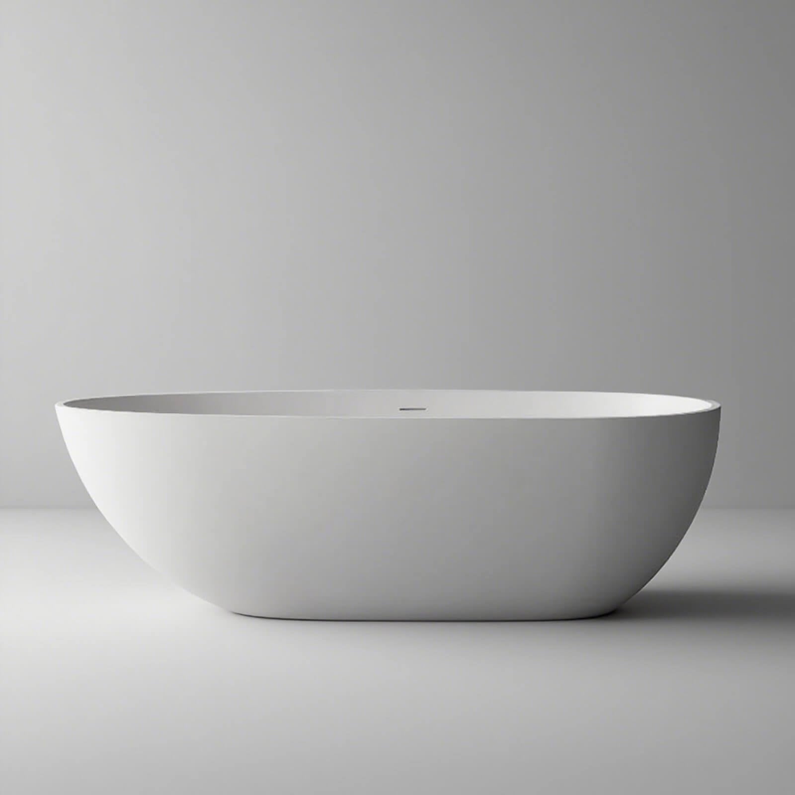 freestanding ceramic tub with high fired surface and elegant silhouette