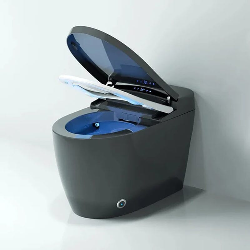One-Piece Elongated Gray Smart Toilet Floor Mounted Automatic Toilet Self-Clean