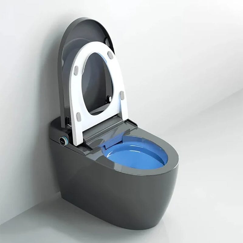 One-Piece Elongated Gray Smart Toilet Floor Mounted Automatic Toilet Self-Clean
