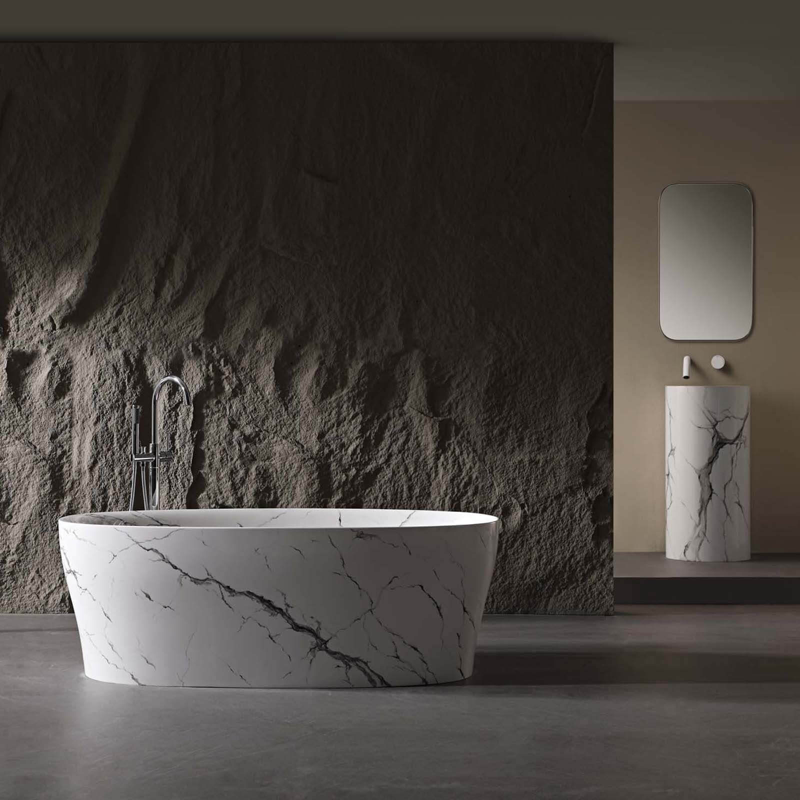 luxury marble inspired solid surface bathtub centerpiece