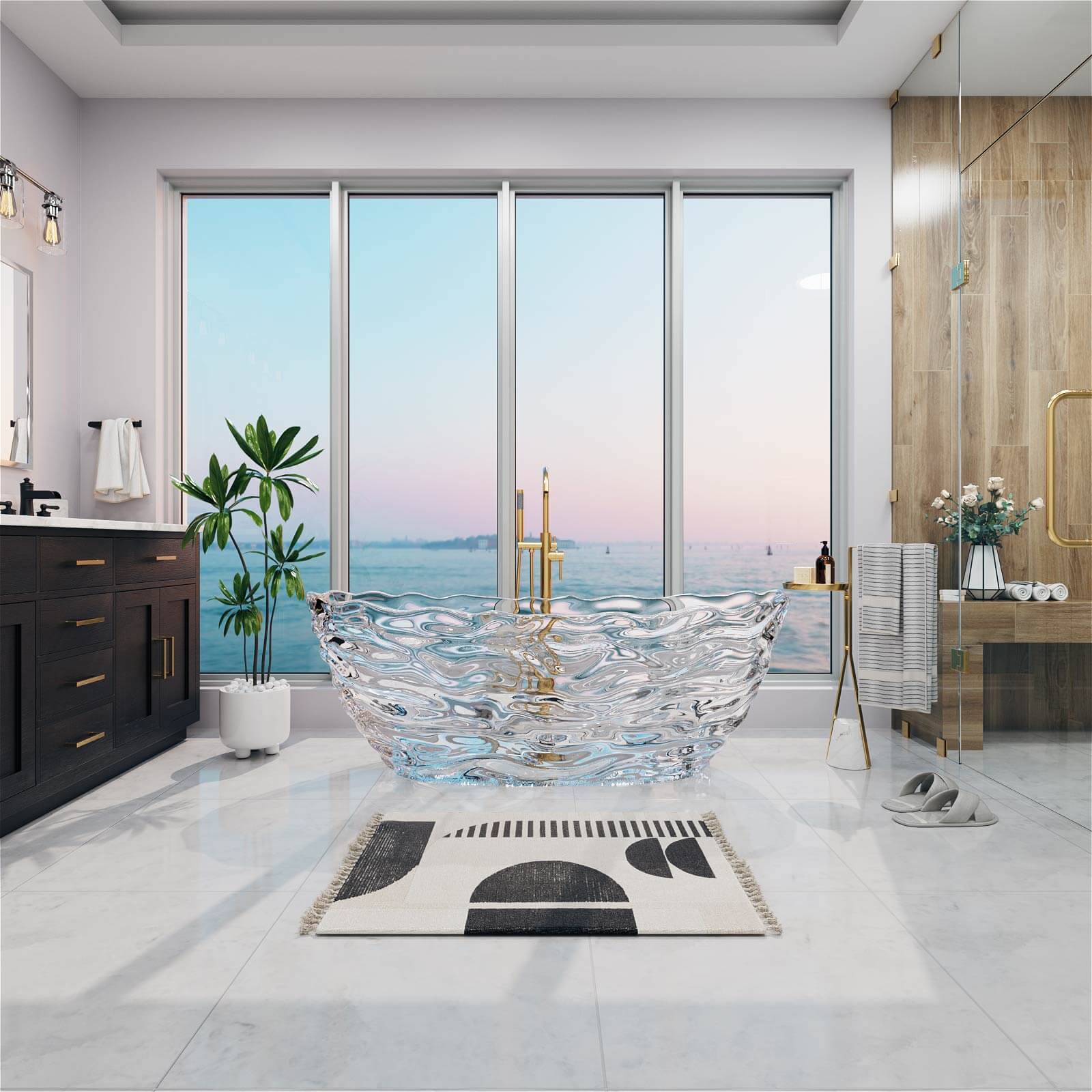 luxury transparent bathtub for minimalist bathroom