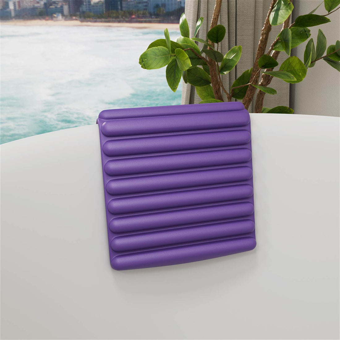 luxury purple tub pillow with ergonomic design for relaxation