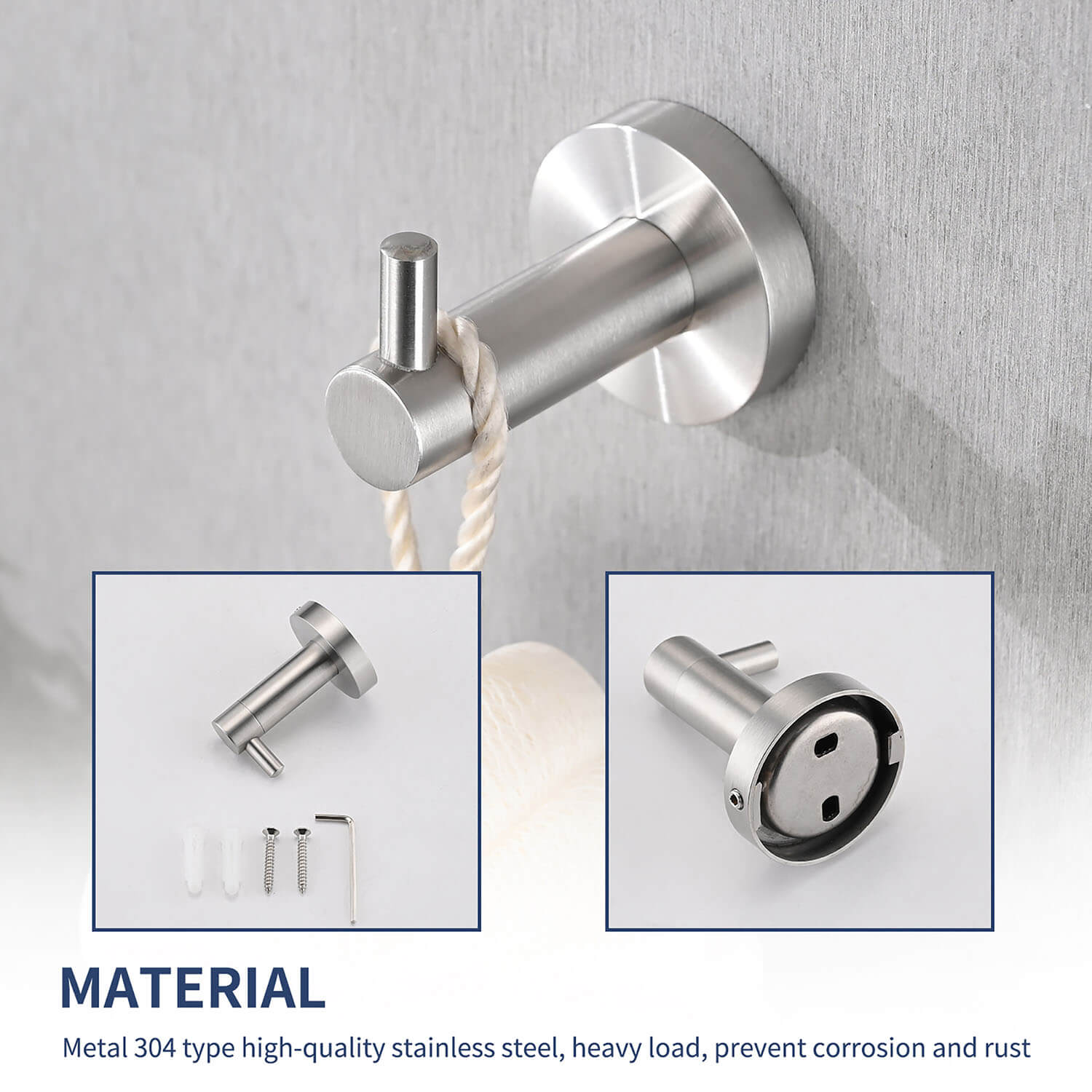 material of 4-Piece Wall-Mounted Brushed Nickel Bathroom Hardware Set