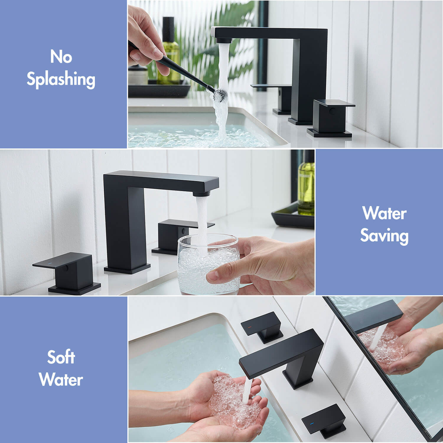 matte black bathroom sink faucet with water-saving aerator