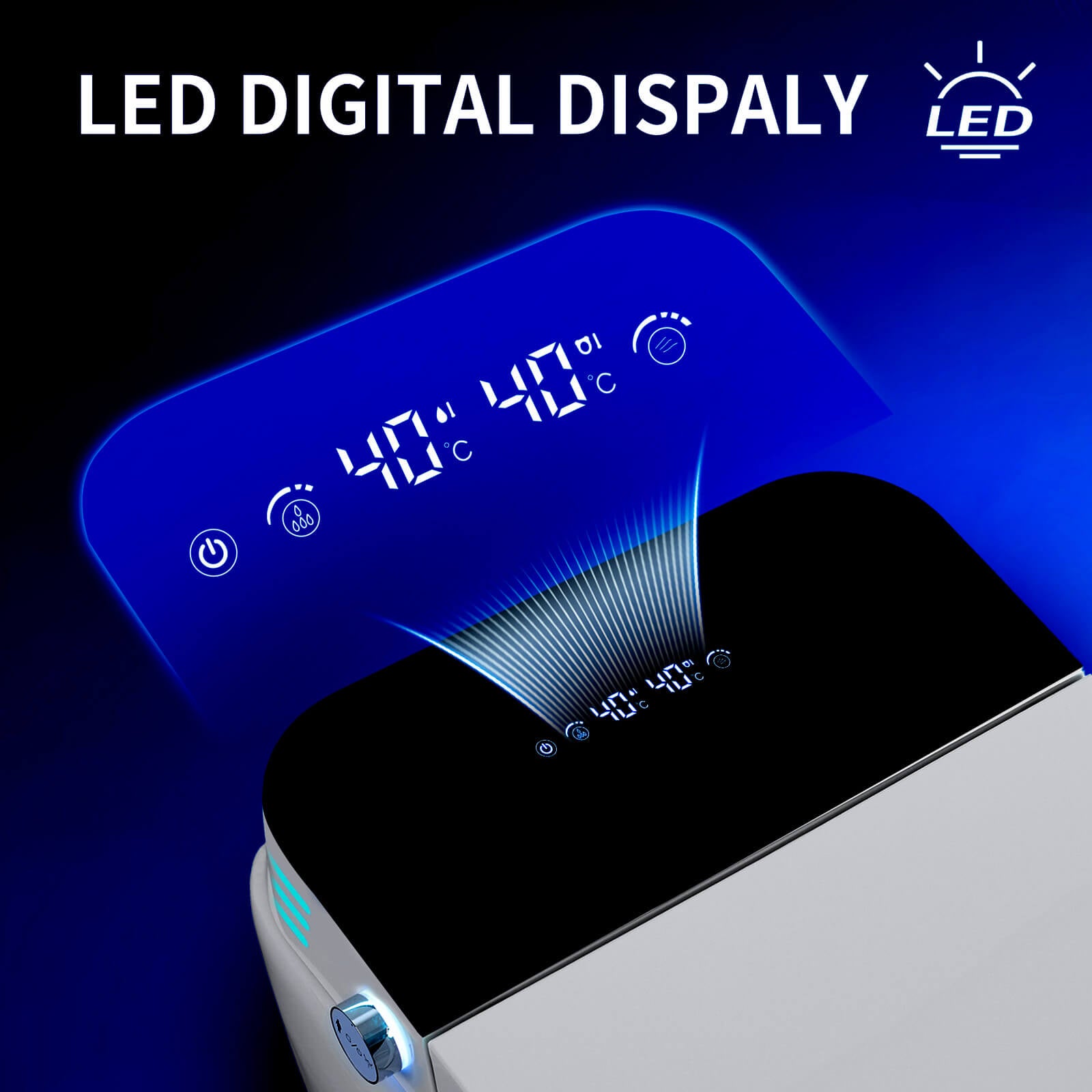 modern black and white intelligent toilet with LED display