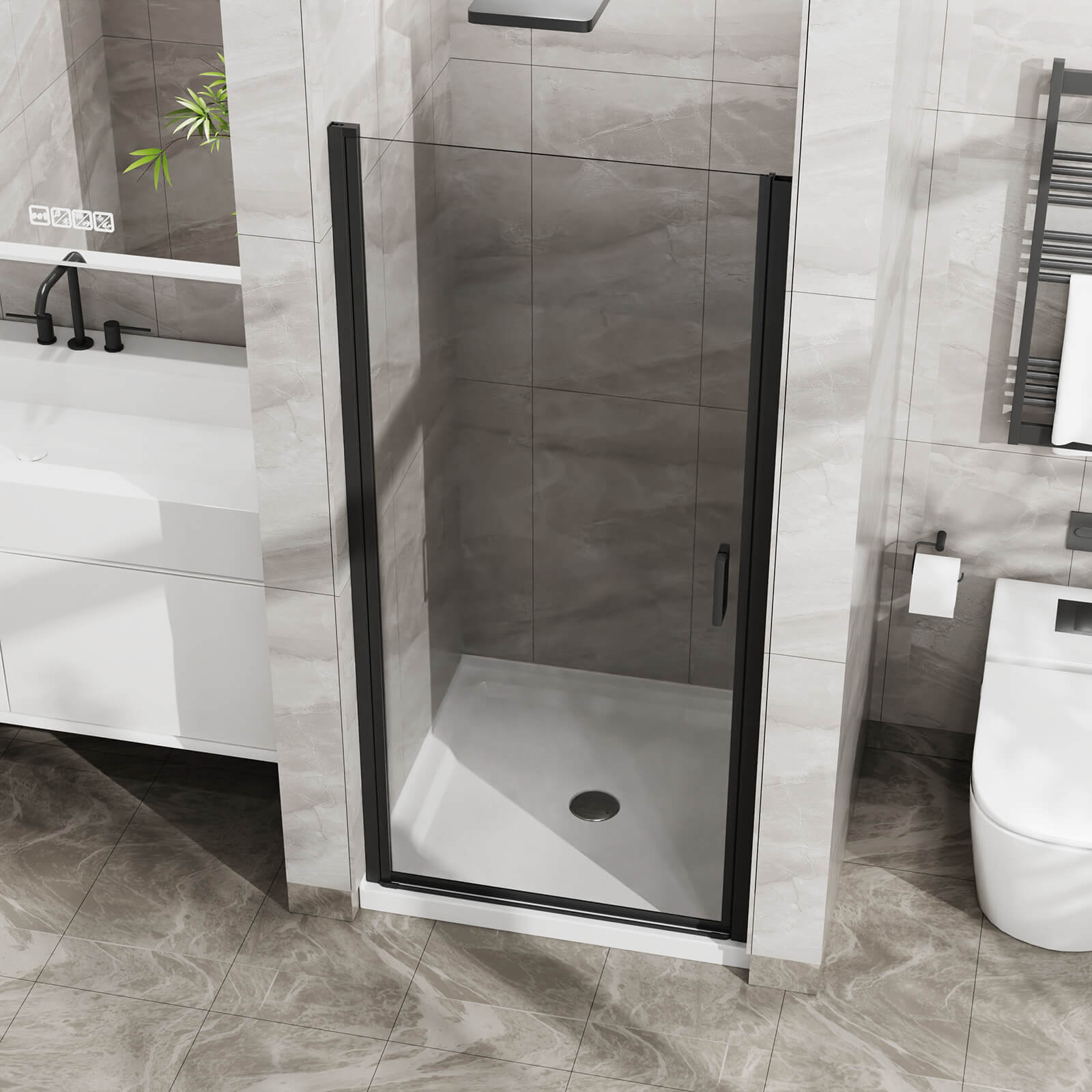 modern black frame shower door kit with tempered glass