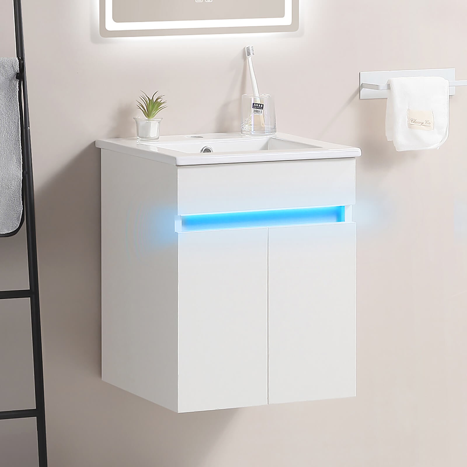 modern vanity with radar motion sensor lighting system