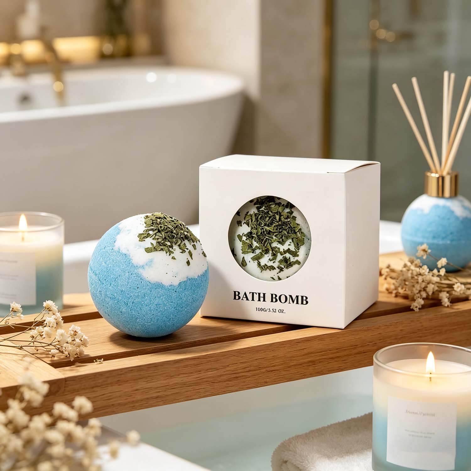 Ocean Scented Bath Bombs USA, Spa Bath Bombs for Relaxation (Set of 4)