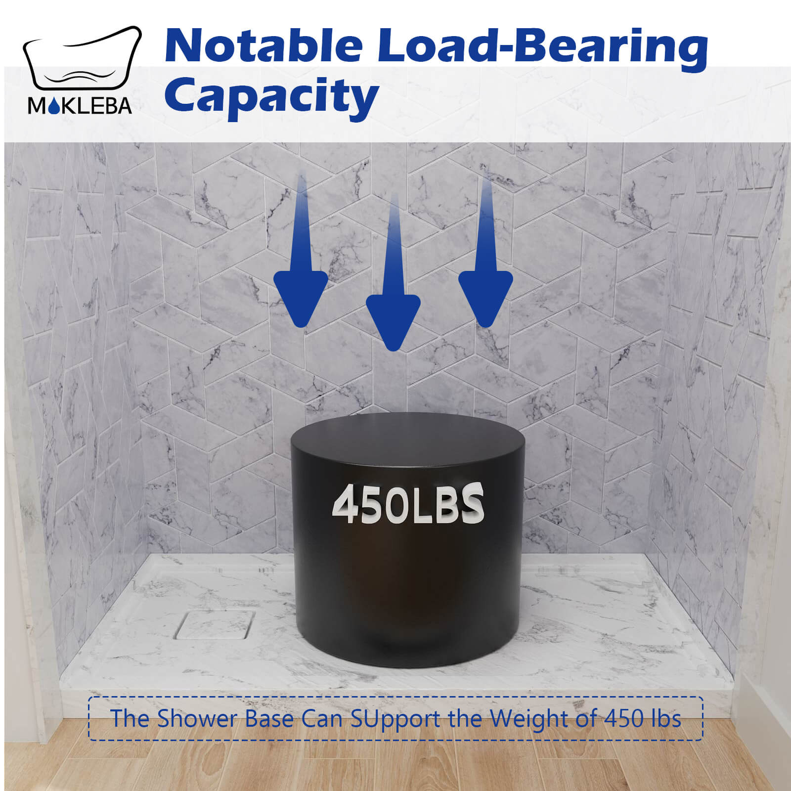 mokleba shower base supports up to 450 lbs weight capacity for strong durability