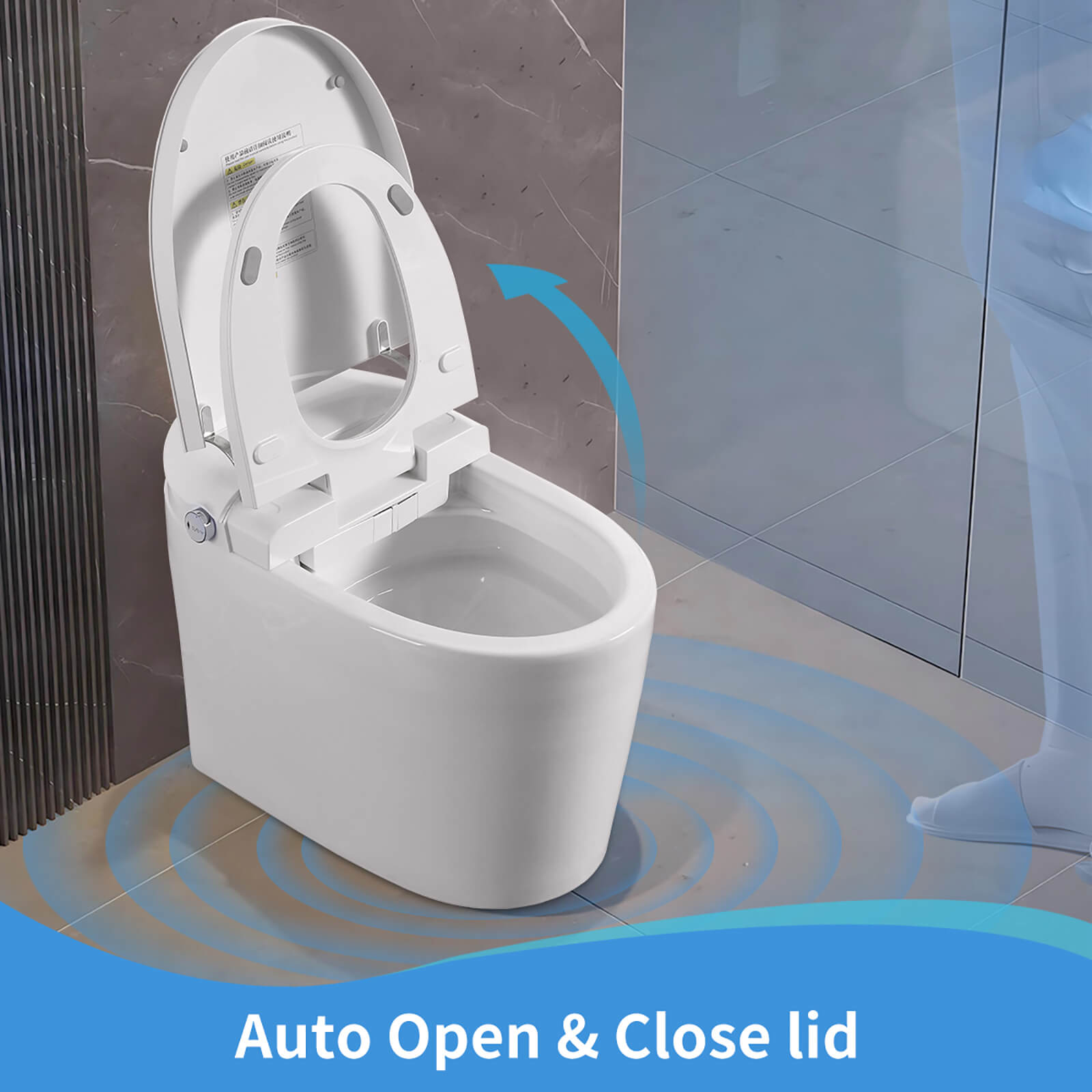 motion sensing toilet with automatic lid opening