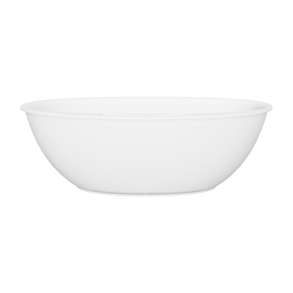 63" Solid Surface Stone Resin Tub Freestanding Soaking Bathtub with Towel Rack Shelf