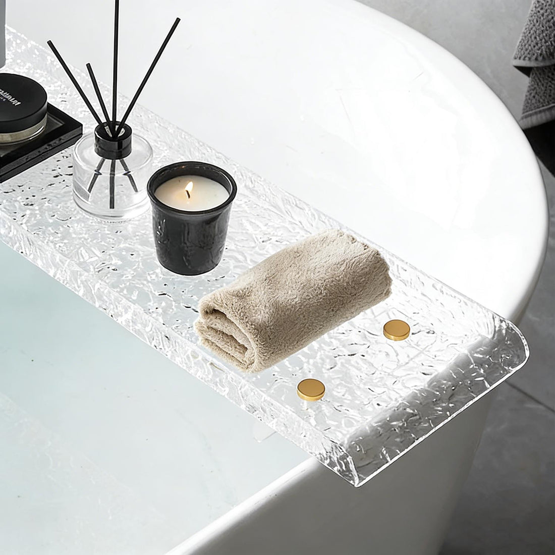 Home SPA Acrylic Bathtub Tray Caddy with Phone Holder for Bathroom