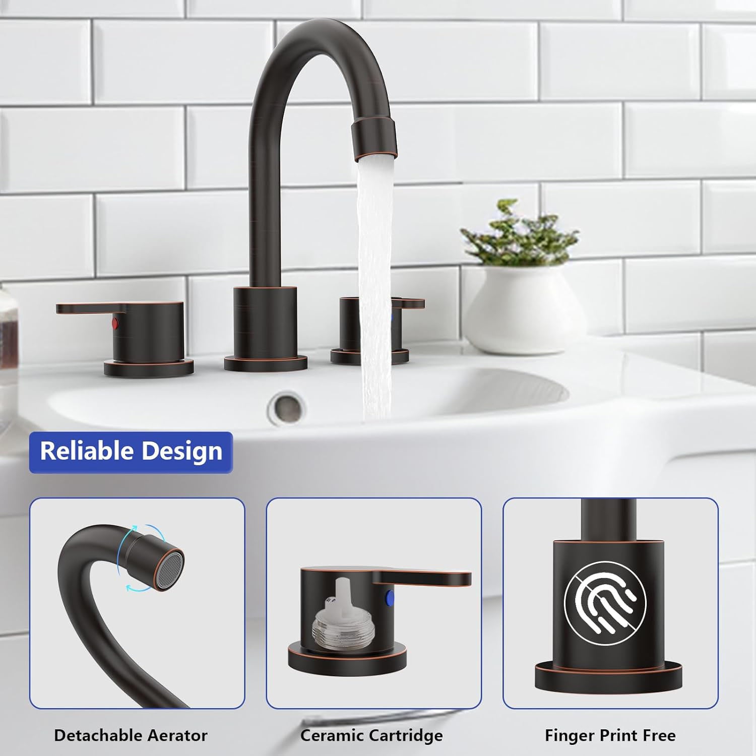 reliable design of Oil-Rubbed Bronze 3 hole Bathroom Faucet