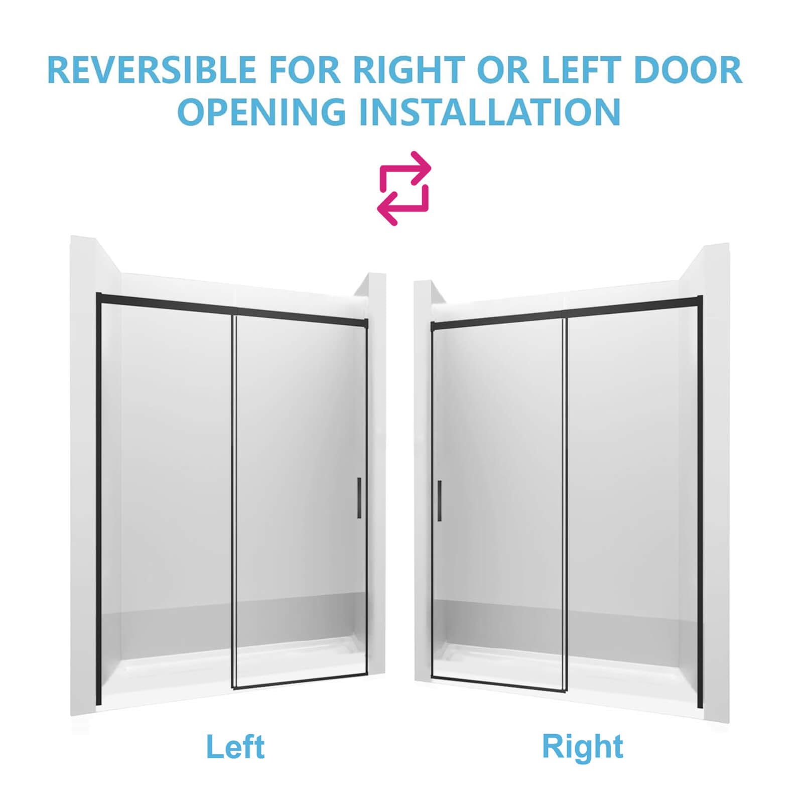 reversible sliding shower glass door