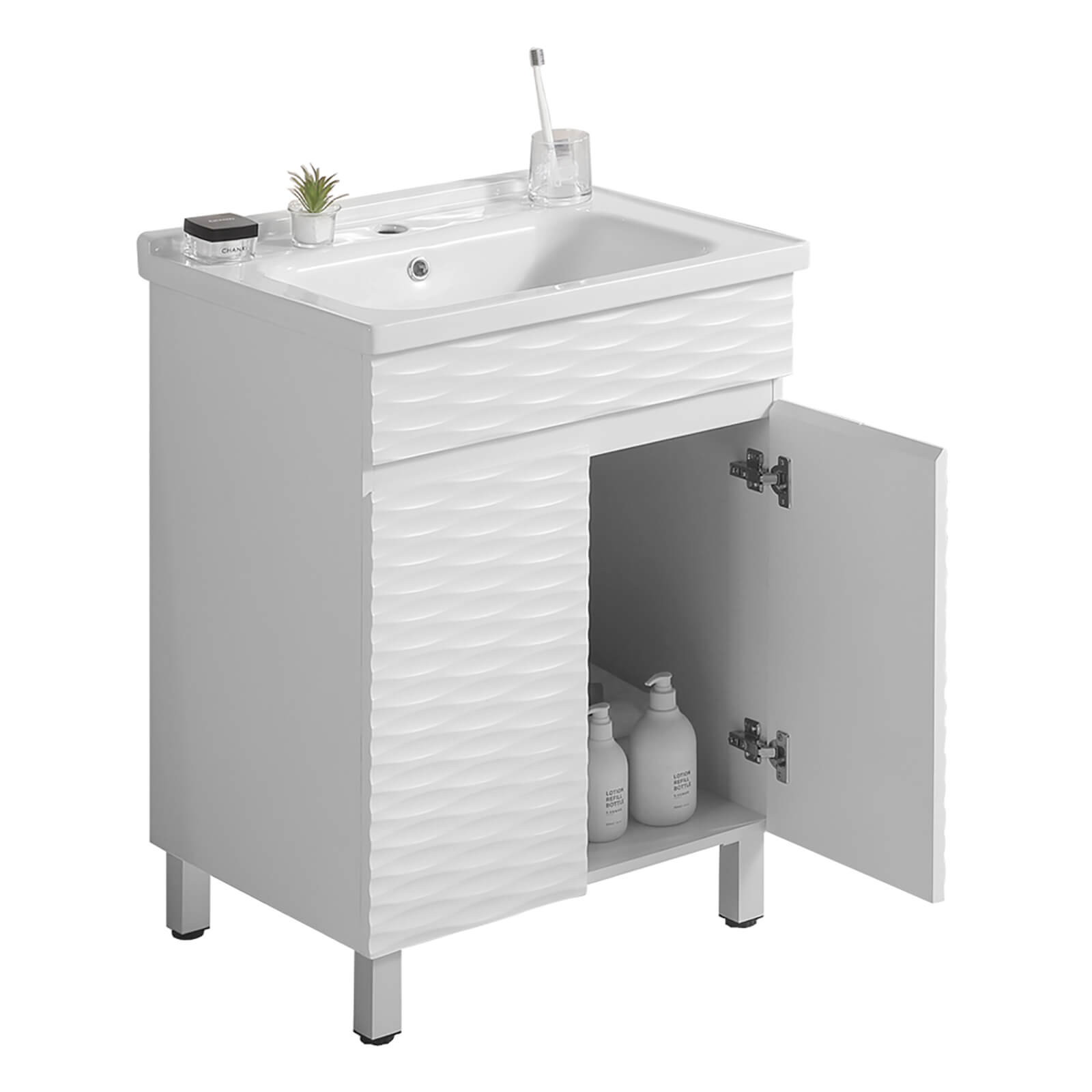 sculptural textured vanity for modern bathroom upgrade